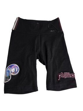 Philadelphia Phillies Logo Athletic Running Yoga Shorts Black Women’s XS